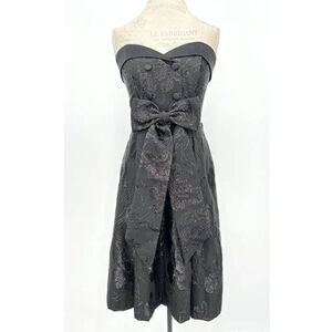 ANNA SUI Black Strapless Knee-length Bow-Tie Front Dress SMALL